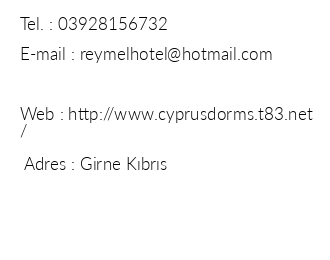 Reymel Hotel Cyprus iletiim bilgileri